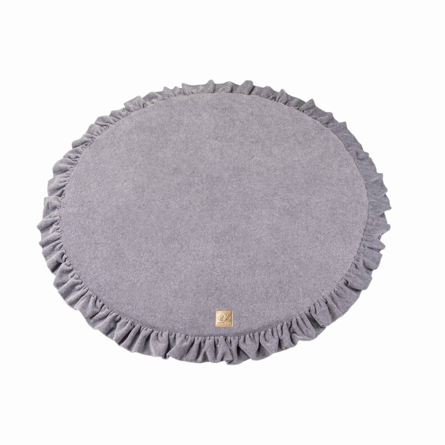 Round Play Mat With a Frill - Grey Velvet